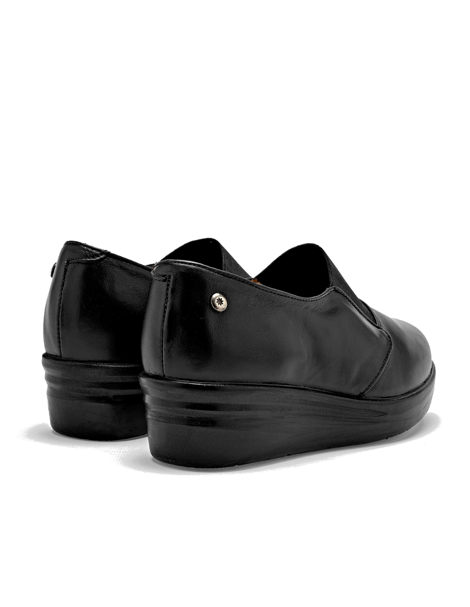 zapata de piel para mujer color negro