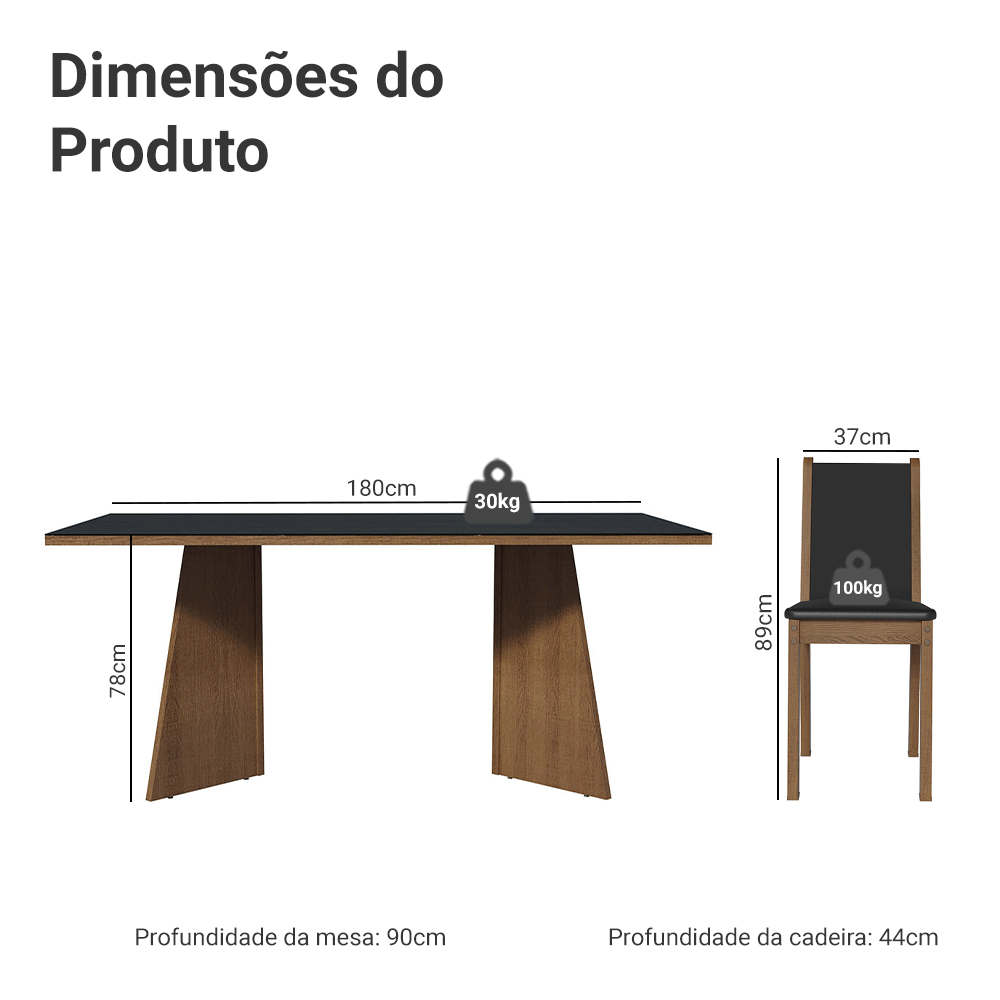 Mesa de Comedor con Mesa y 8 Sillas Madesa Justine MN