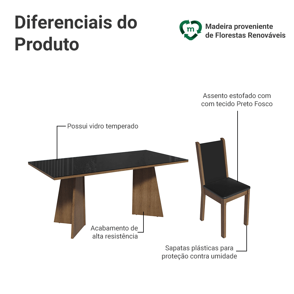 Mesa de Comedor con Mesa y 8 Sillas Madesa Justine MN