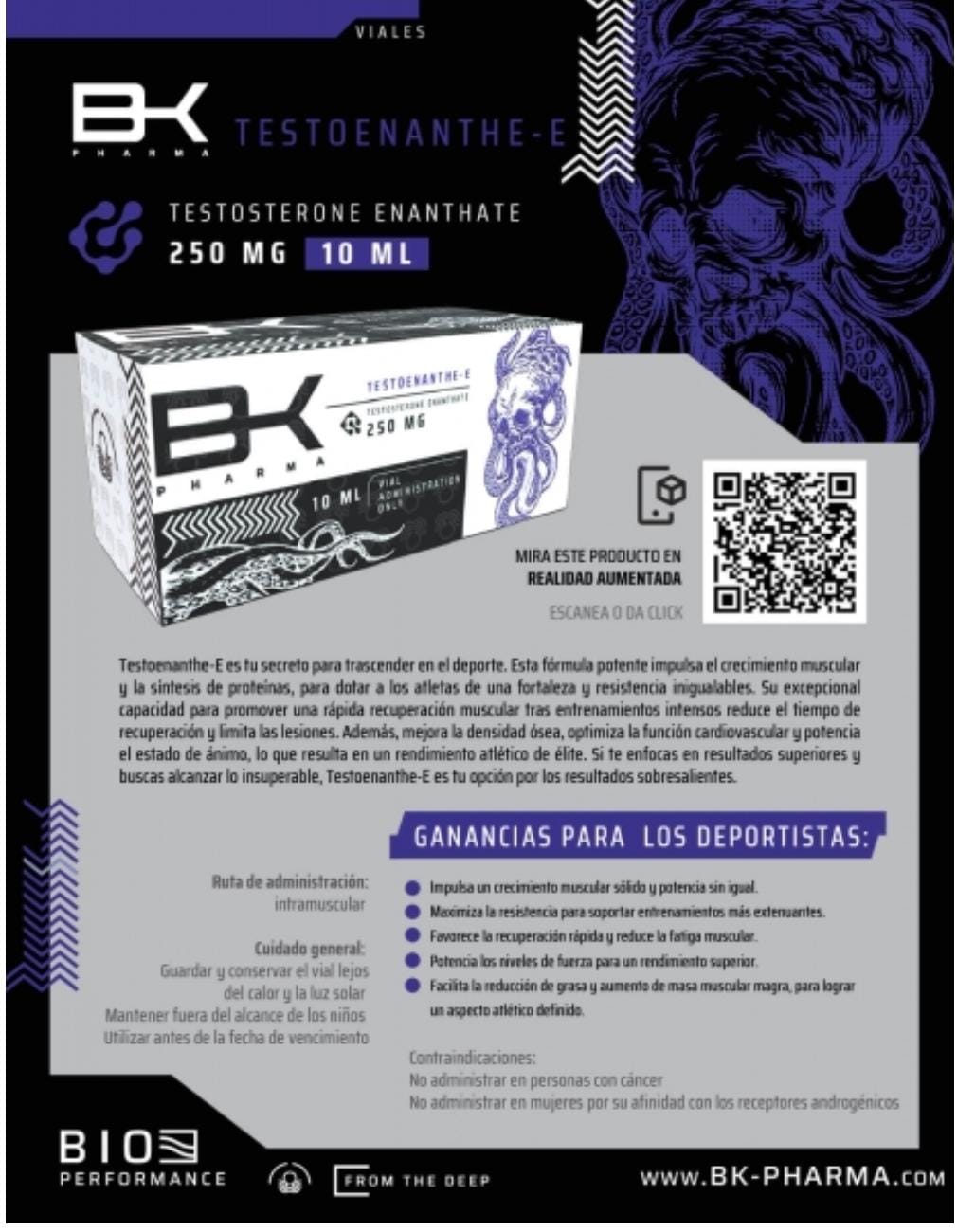 TESTOPROPIO-E - Enantato de Testosterona - Inyectable - 250mg/ml 10ml - BK PHARMA - Masa sólida y fuerza estable con efecto prolongado