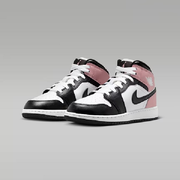 Tenis Air Jordan 1 Mid Blanco/negro/rosa Mujer Tallas #22.5 al #25