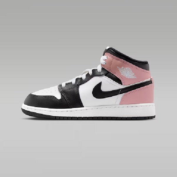 Tenis Air Jordan 1 Mid Blanco/negro/rosa Mujer Tallas #22.5 al #25