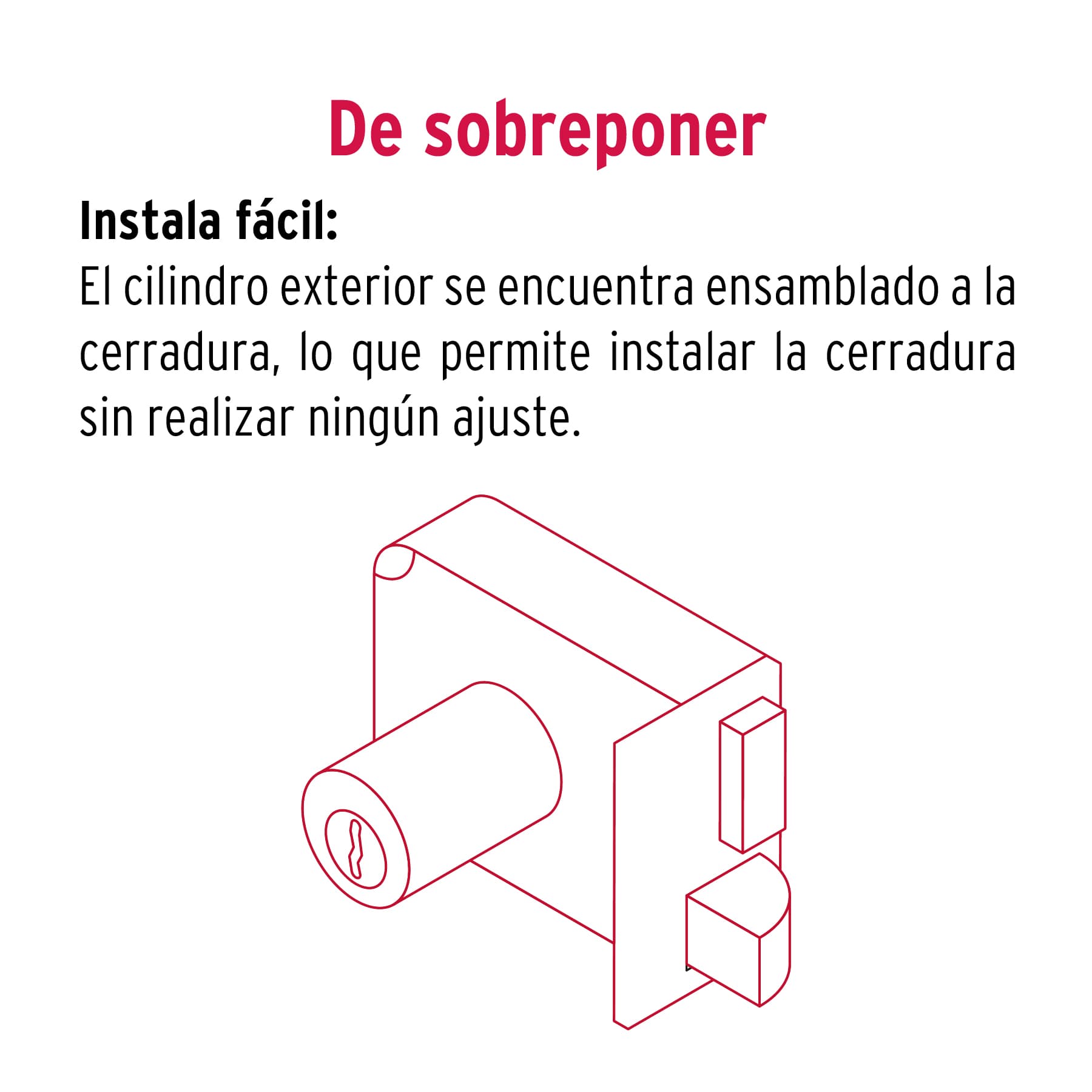 Cerradura sobreponer der instala-fácil, caja, HERMEX BASIC