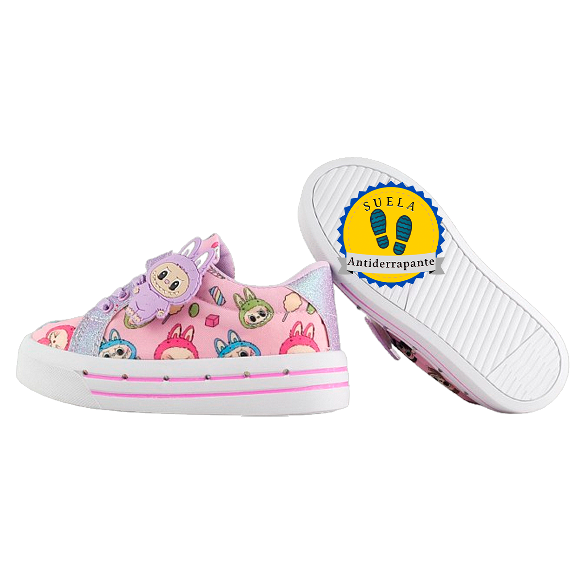 Tenis Niña LaBubus Monsters Luces Leds Cómodos 1026-LL
