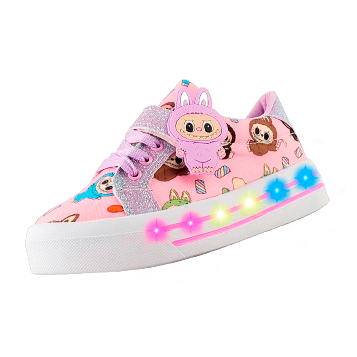 Tenis Niña LaBubus Monsters Luces Leds Cómodos 1026-LL