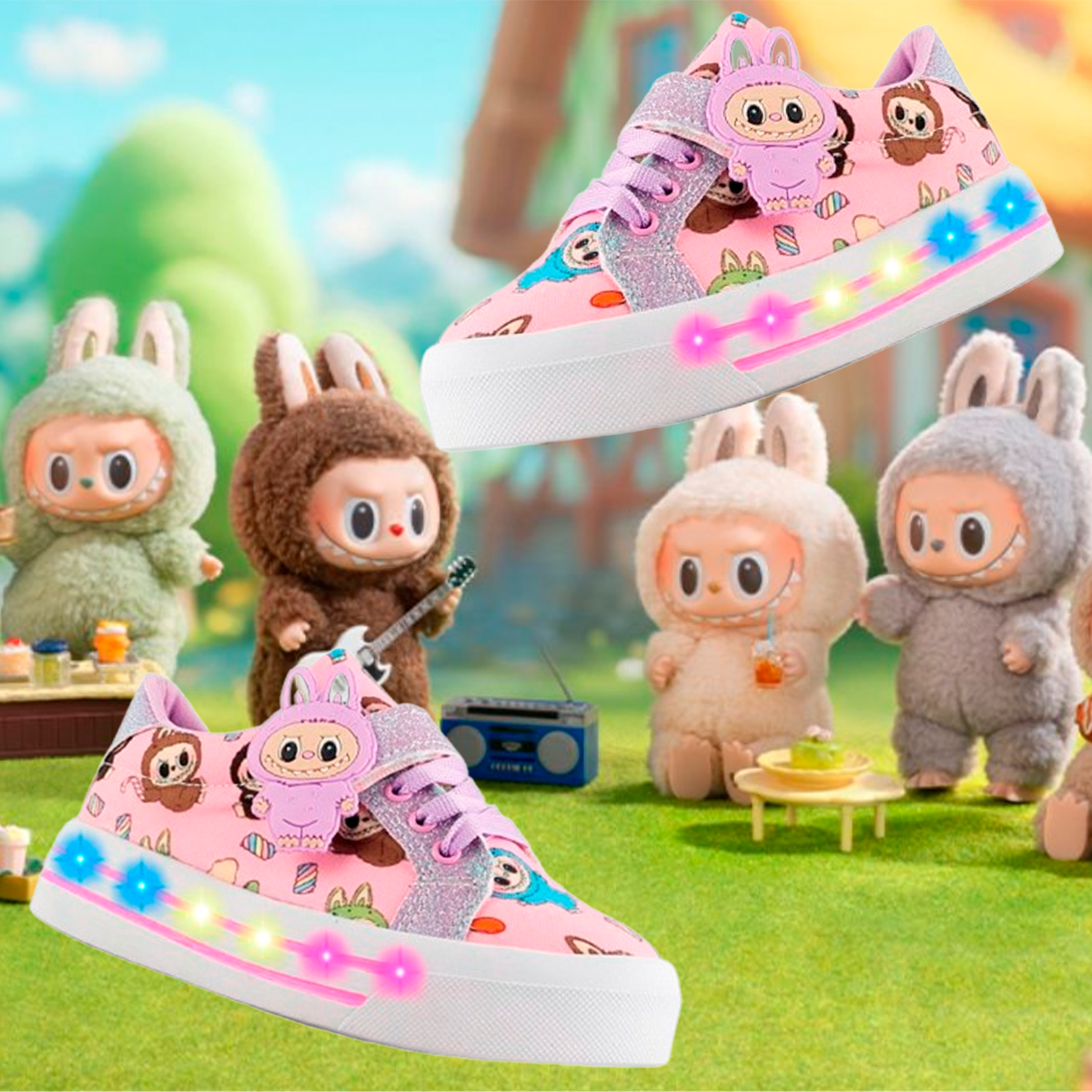 Tenis Niña LaBubus Monsters Luces Leds Cómodos 1026-LL