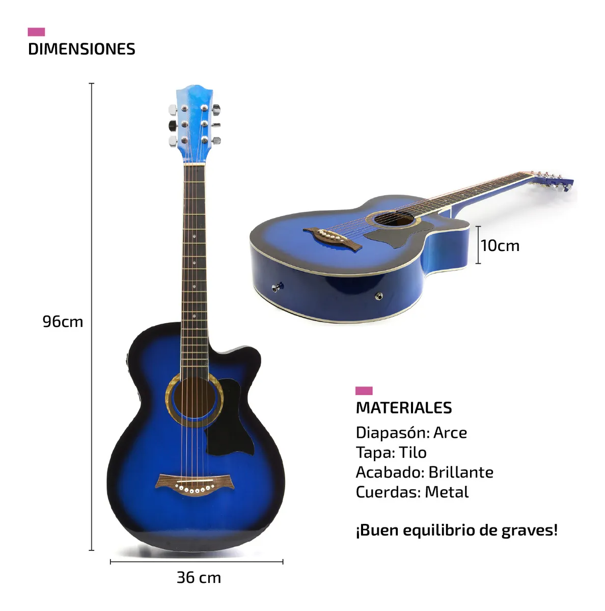 Guitarra Electroacústica Femmto EAG003 Para Diestros Azul Arce Brillante.