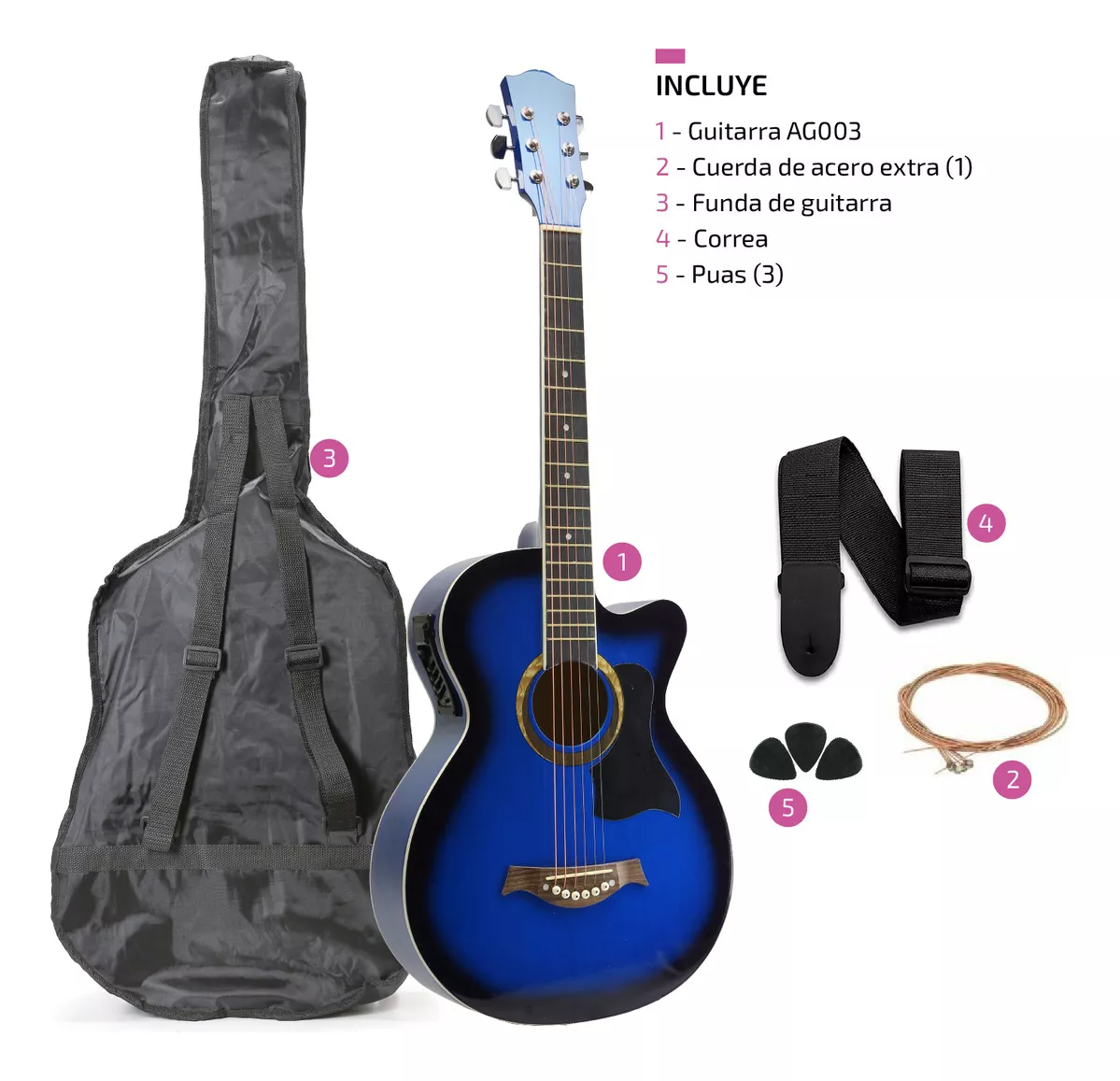 Guitarra Electroacústica Femmto EAG003 Para Diestros Azul Arce Brillante.
