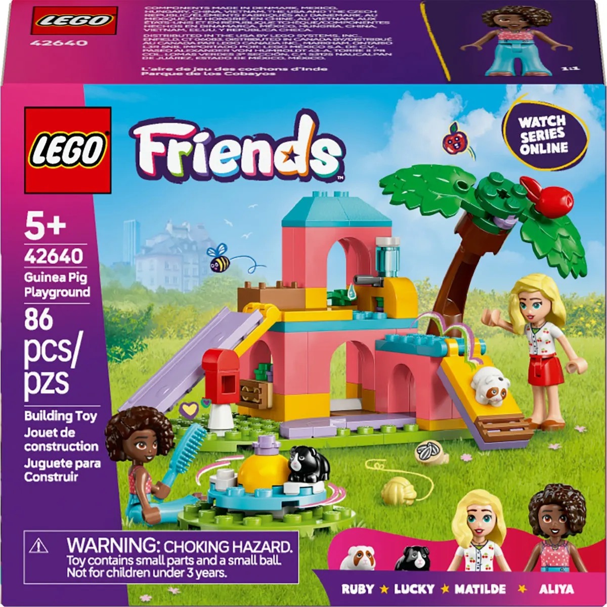 LEGO® Friends Parque de los Cobayos 42640; juguete para niñas y niños de 5 años o más, con 2 minipersonajes y 2 figuras de animales