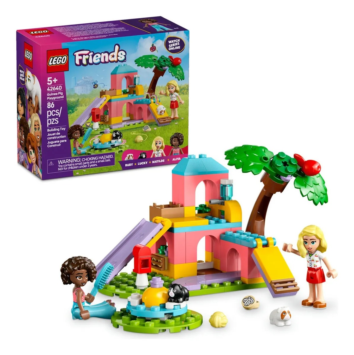 LEGO® Friends Parque de los Cobayos 42640; juguete para niñas y niños de 5 años o más, con 2 minipersonajes y 2 figuras de animales