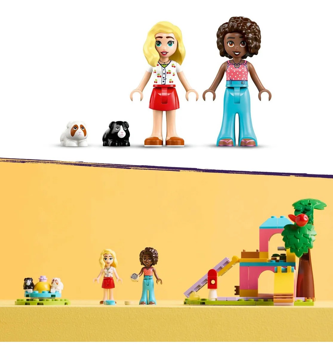 LEGO® Friends Parque de los Cobayos 42640; juguete para niñas y niños de 5 años o más, con 2 minipersonajes y 2 figuras de animales