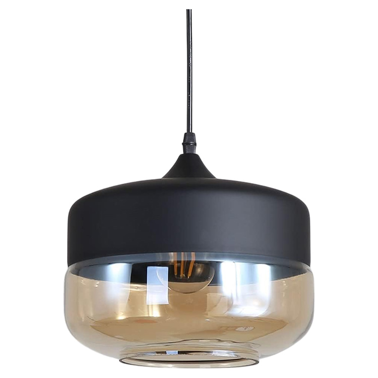 Lámpara Colgante Negro Mate Cilindro Cristal Metal 