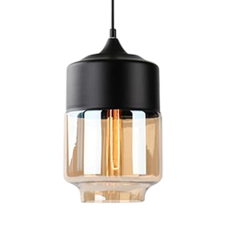 Lámpara Colgante Negro Mate Cilindro Cristal y Metal 