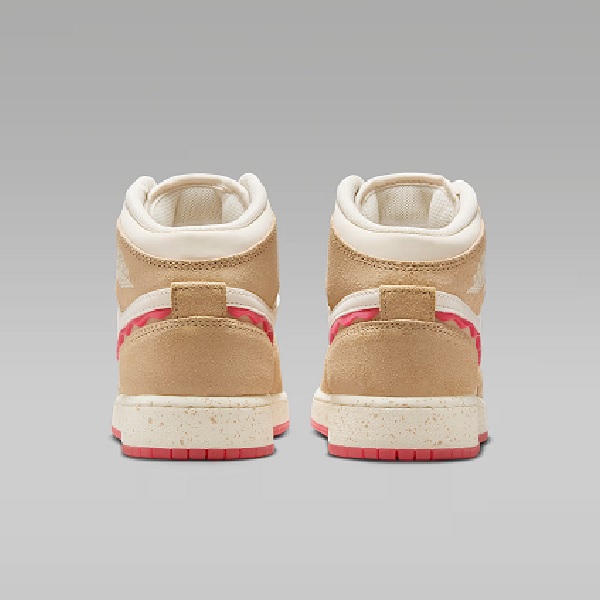 Tenis Air Jordan 1 Mid SE Beige/rojo Mujer Tallas #22.5 al #24.5