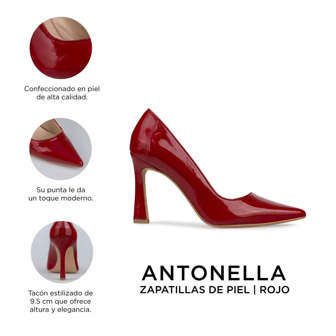 Zapatillas De Tacón Davenia De Piel Sandalia De Tacón Para Dama Mod. Antonella Rojo