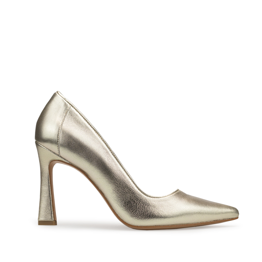 Zapatillas De Tacón Davenia De Piel Sandalia De Tacón Para Dama Mod. Antonella Dorado