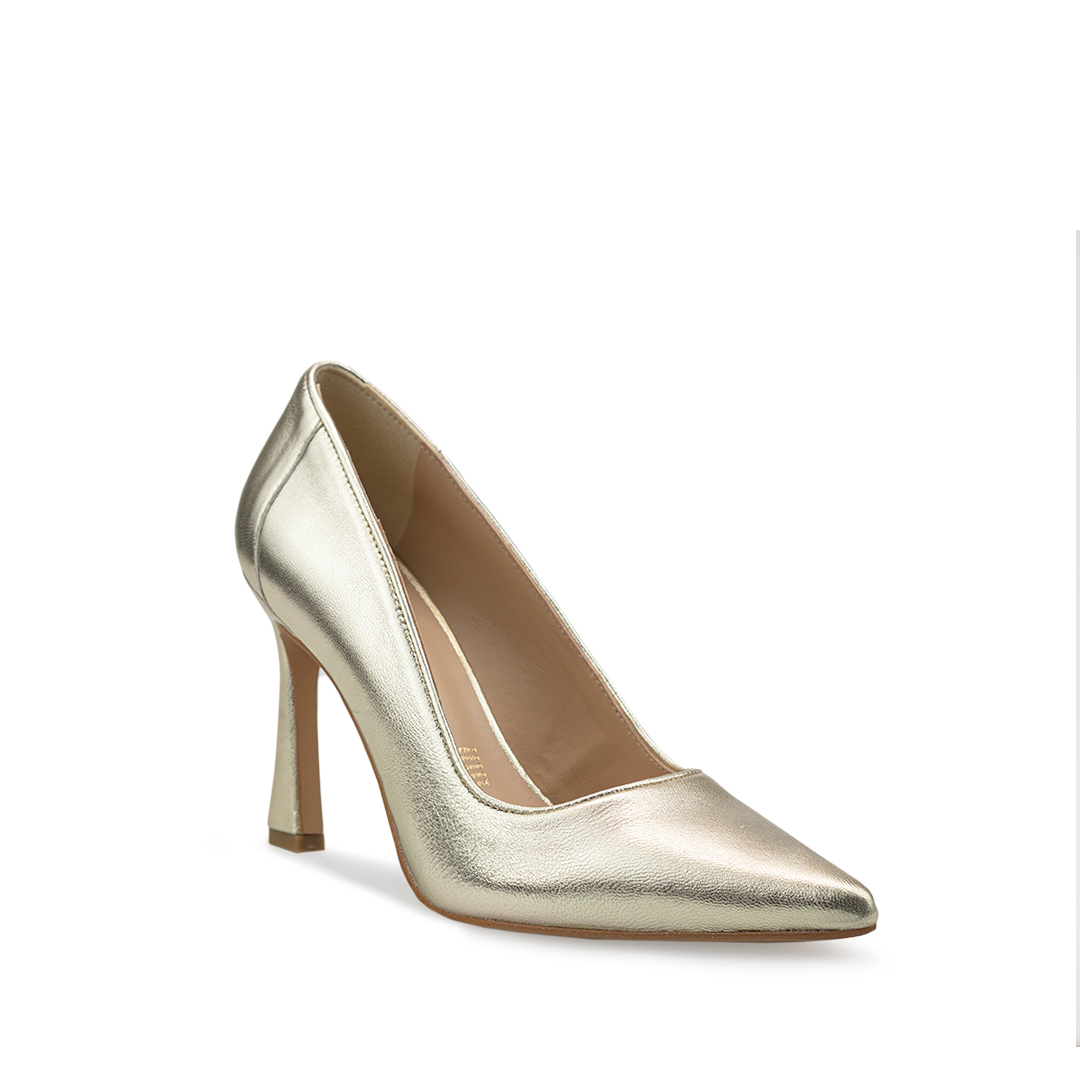 Zapatillas De Tacón Davenia De Piel Sandalia De Tacón Para Dama Mod. Antonella Dorado