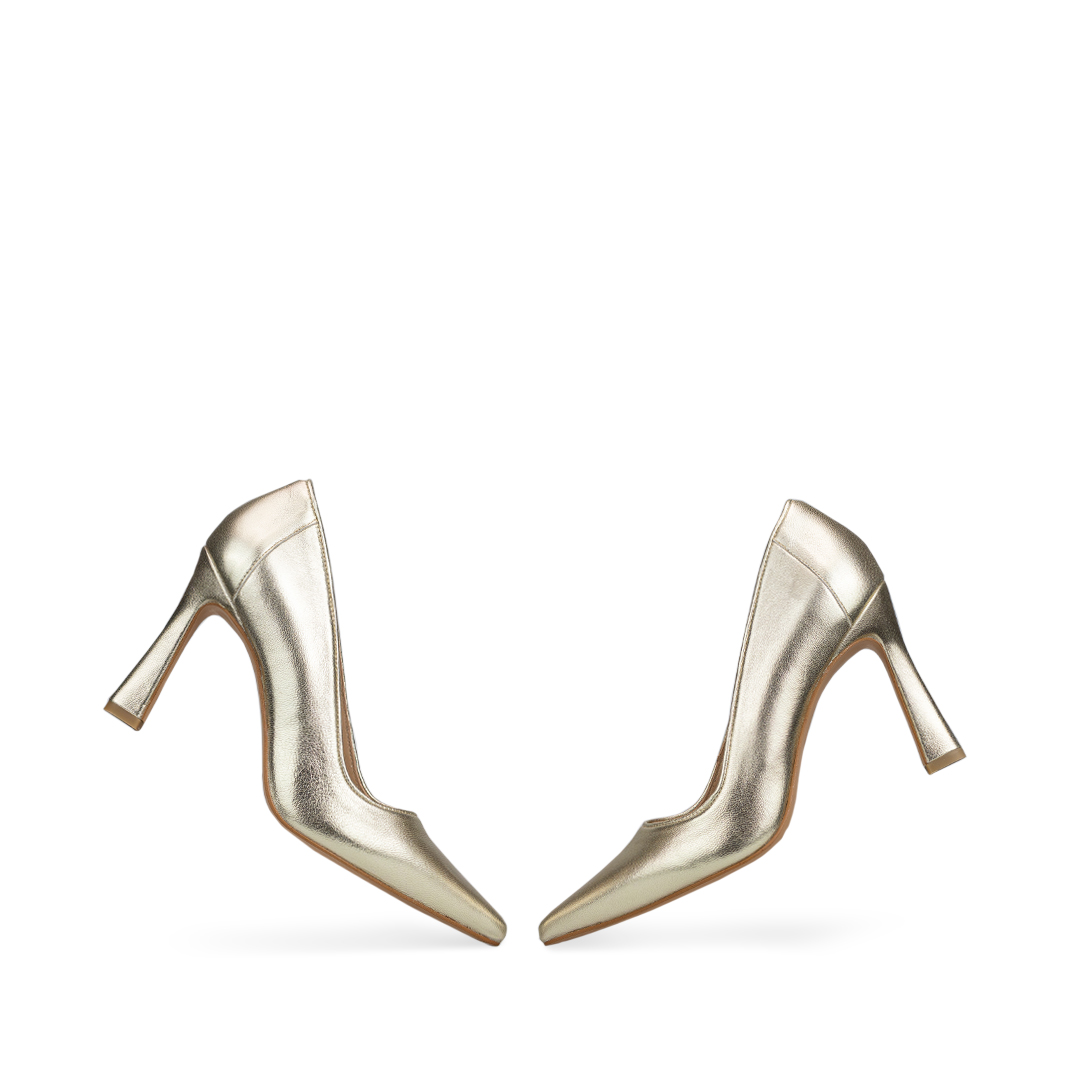 Zapatillas De Tacón Davenia De Piel Sandalia De Tacón Para Dama Mod. Antonella Dorado