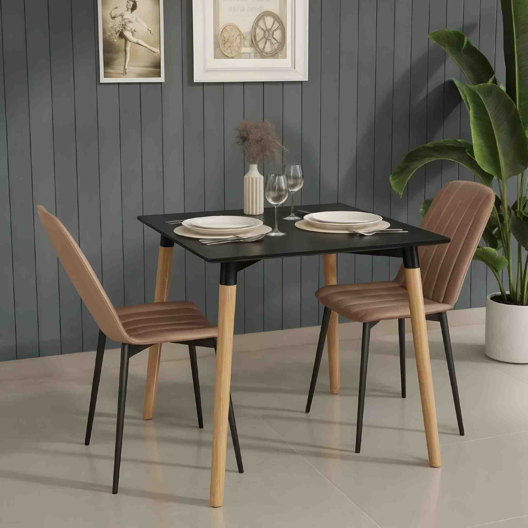 Mesa De Comedor Cuadrada Estilo Eames Minimalista Moderna Negra