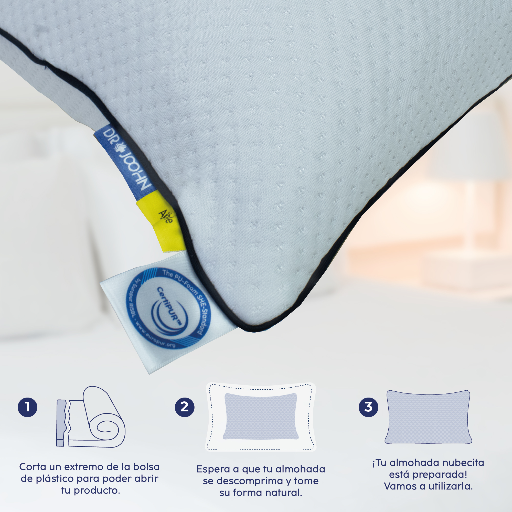 Almohadas Ajustables Nube DR JOOHN, Triturado de Memory Foam  (2 Piezas)