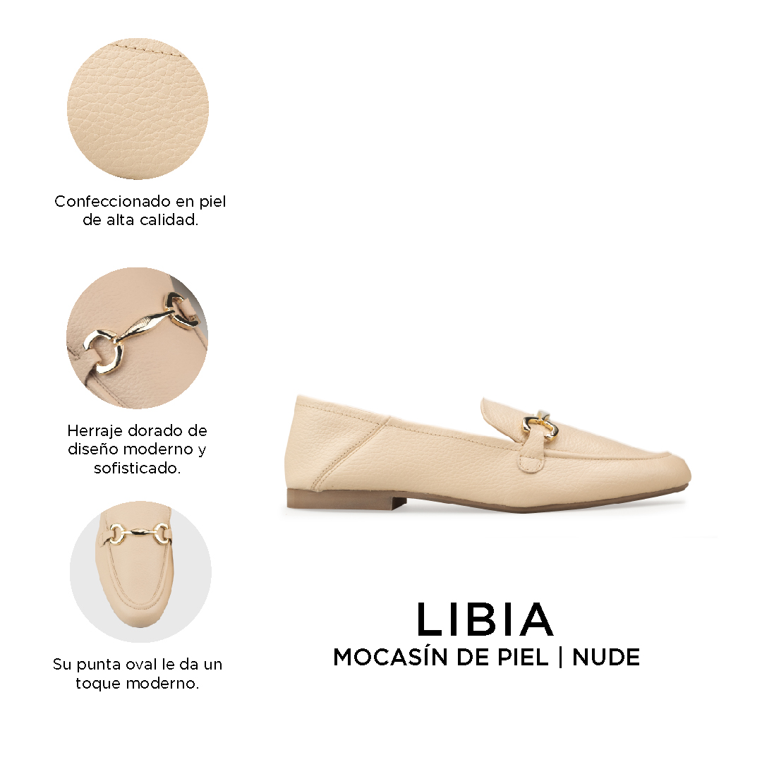 Zapato Tipo Mocasín De Piel Elegante Para Mujer Davenia Mod. Libia