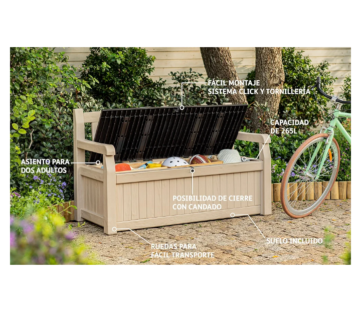 Banca para jardín pasillo terraza con almacenamiento 