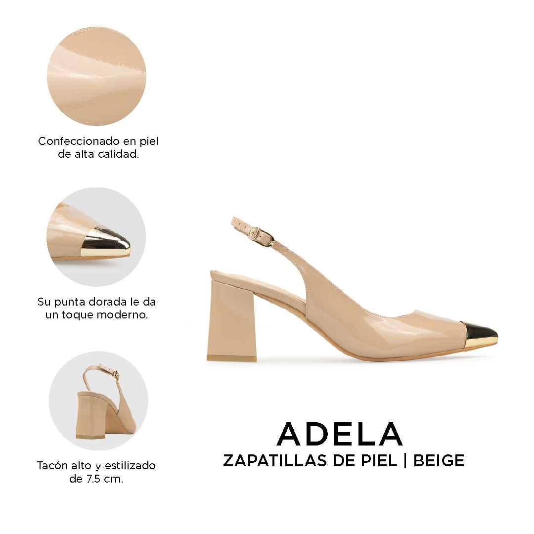 Zapatillas De Tacón Elegantes Para Mujer De Piel Davenia Mod. Adela