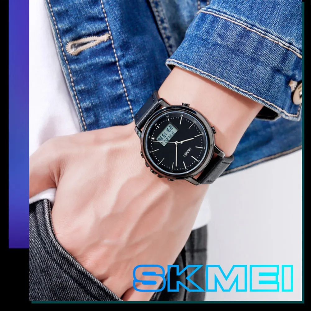 Reloj De Cuero Impermeable Luminoso Skmei