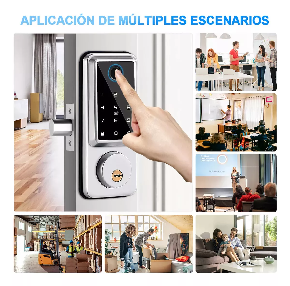 LOKOOY Cerradura Inteligente, Cerradura Electronica App 5 en 1 Métodos de Apertura Aplicación Móvil, Huella Digital, Código,Tarjeta RF, Cerrojo Automático Electrónico