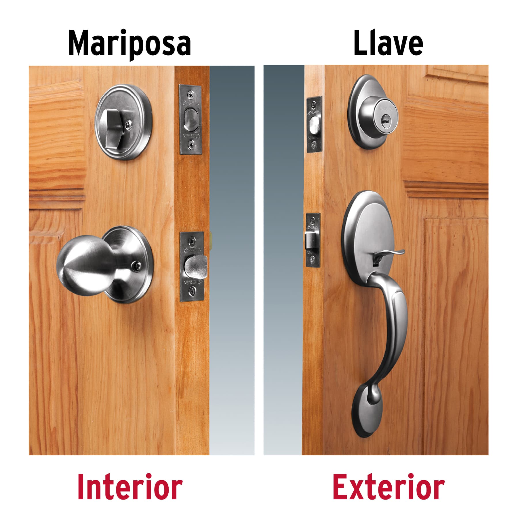 Jaladera y perilla, Lugo llave-mariposa, cromo mate, HERMEX