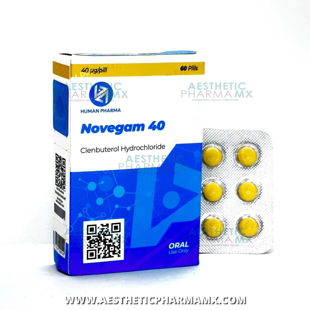 NOVEGAM 0.40 - Clembuterol - Oral - 0.04mg/tab 60 tabletas - Human Pharma - Quema grasa acelerada y definición extrema sin pérdida muscular