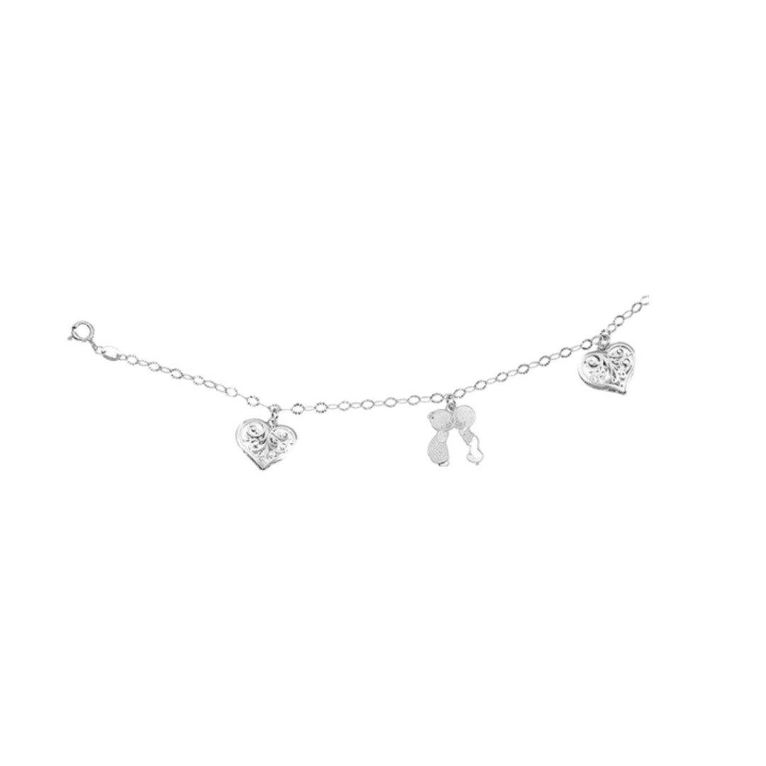 Pulsera Corazones Hijos 19cm en Plata .925