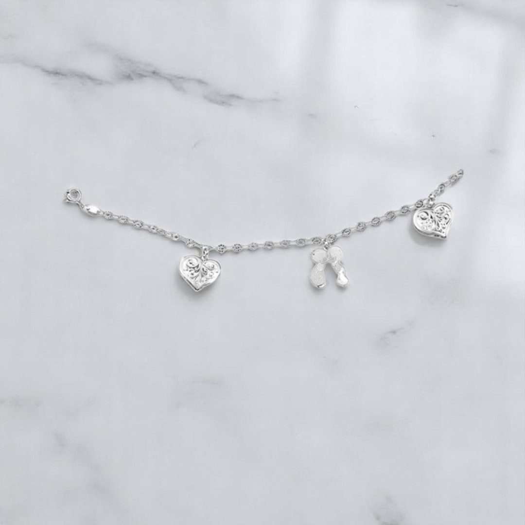 Pulsera Corazones Hijos 19cm en Plata .925