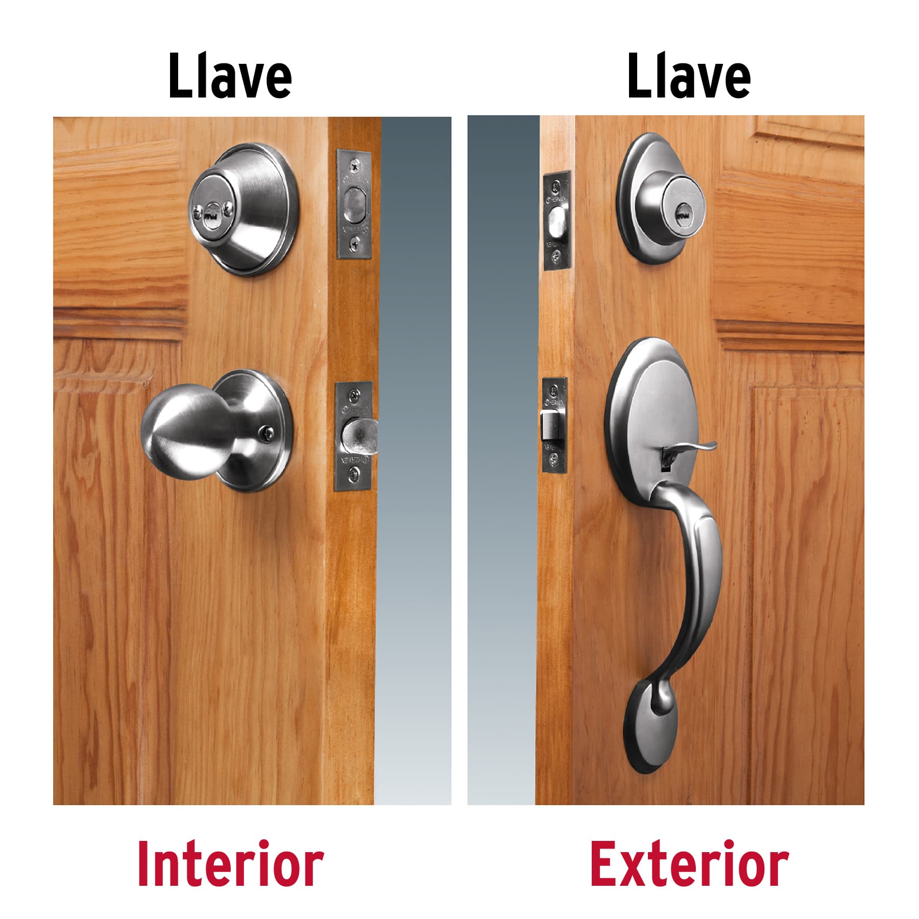 Jaladera y perilla, Lugo llave-llave, cromo mate, HERMEX