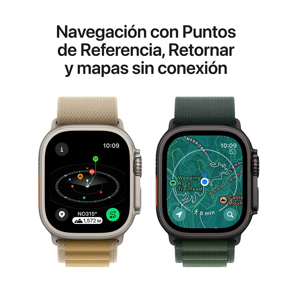 Apple Watch Ultra 2 (GPS + Cellular) Caja de titanio negro 49mm con Correa Loop Alpine Verde M