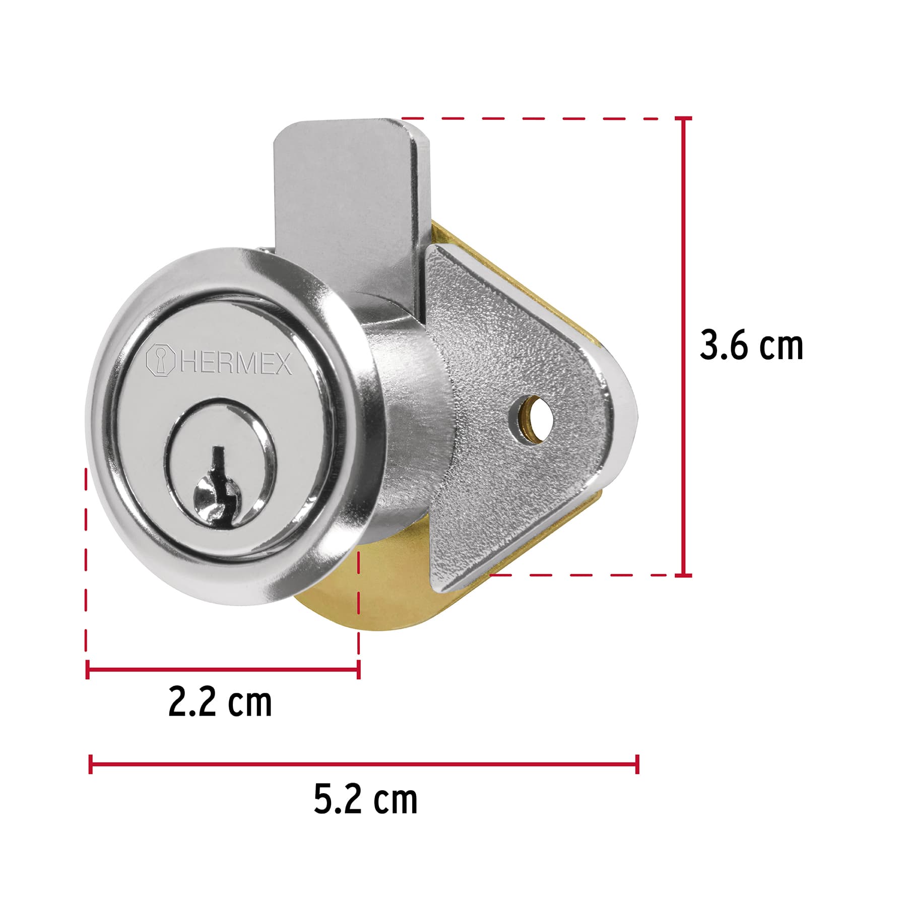 Cerradura para mueble, modelo 21, cromo, HERMEX