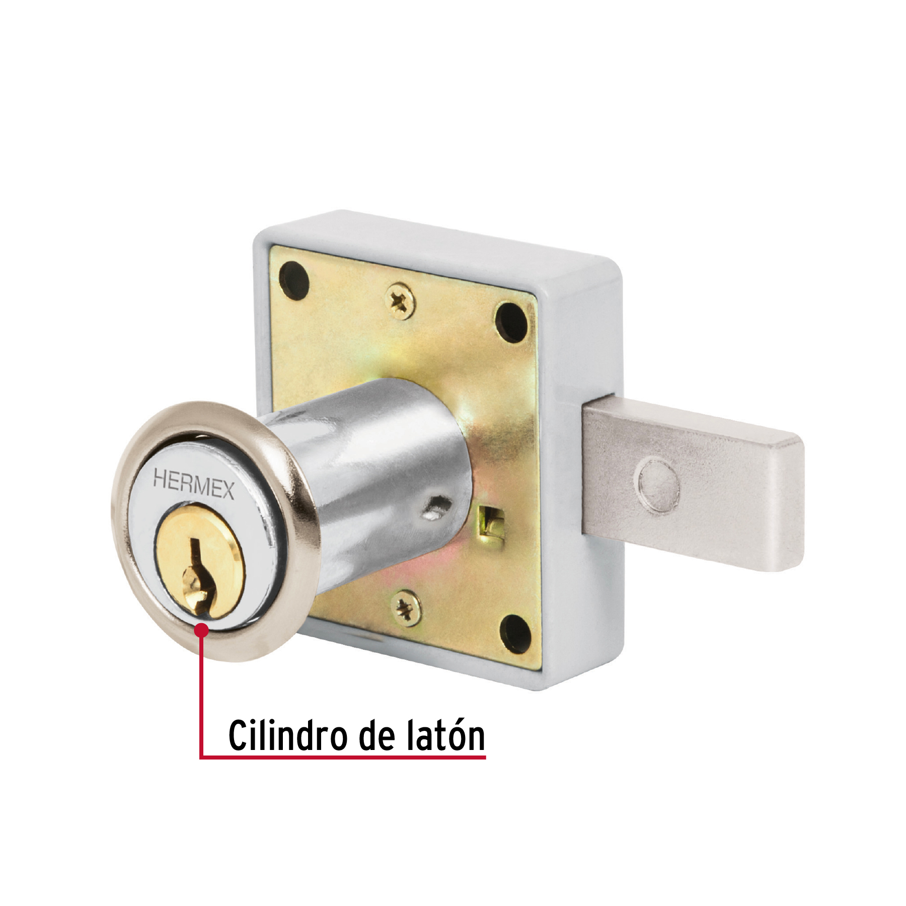 Cerradura para mueble, modelo 25, cromo, HERMEX
