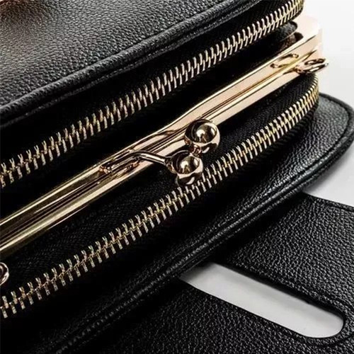 Ninzi® Bolso Bandolera Para Mujer Con Hebilla Metálica Color Negro