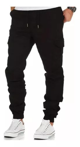 Hombre Pantalón Jogger Bolsas Cargo Casual Cómodo Gabardina