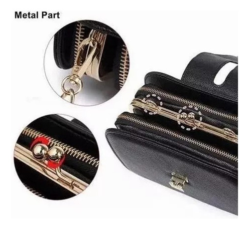 Ninzi® Bolso Bandolera Para Mujer Con Hebilla Metálica Color Negro