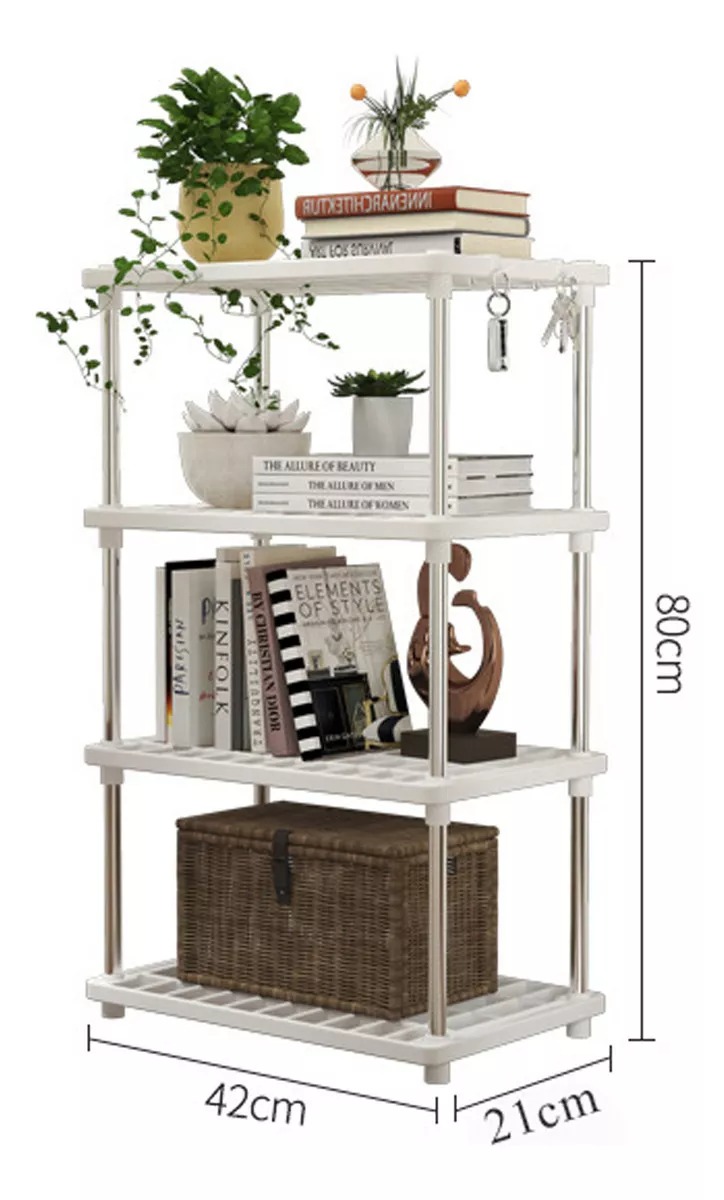Estante Organizador De 4 Repisas Anaquel Plastico Multiusos Color Blanco