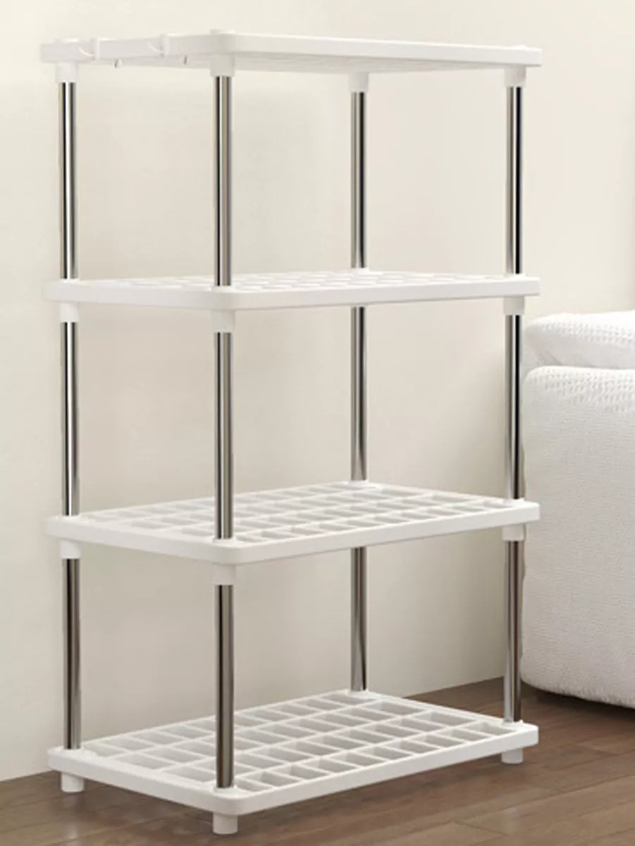 Estante Organizador De 4 Repisas Anaquel Plastico Multiusos Color Blanco