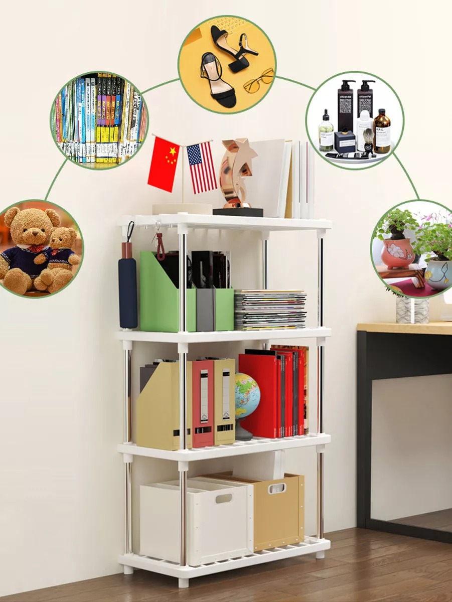 Estante Organizador De 4 Repisas Anaquel Plastico Multiusos Color Blanco