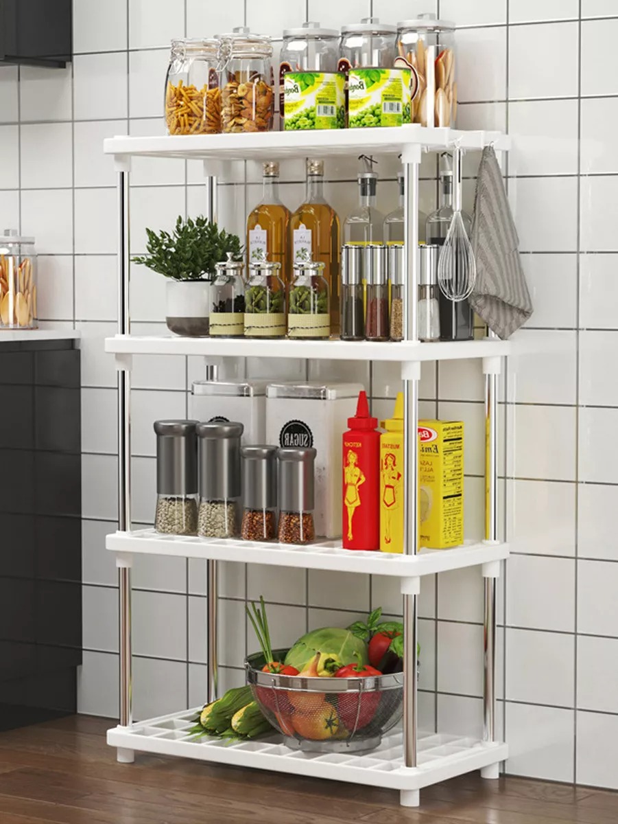 Estante Organizador De 4 Repisas Anaquel Plastico Multiusos Color Blanco