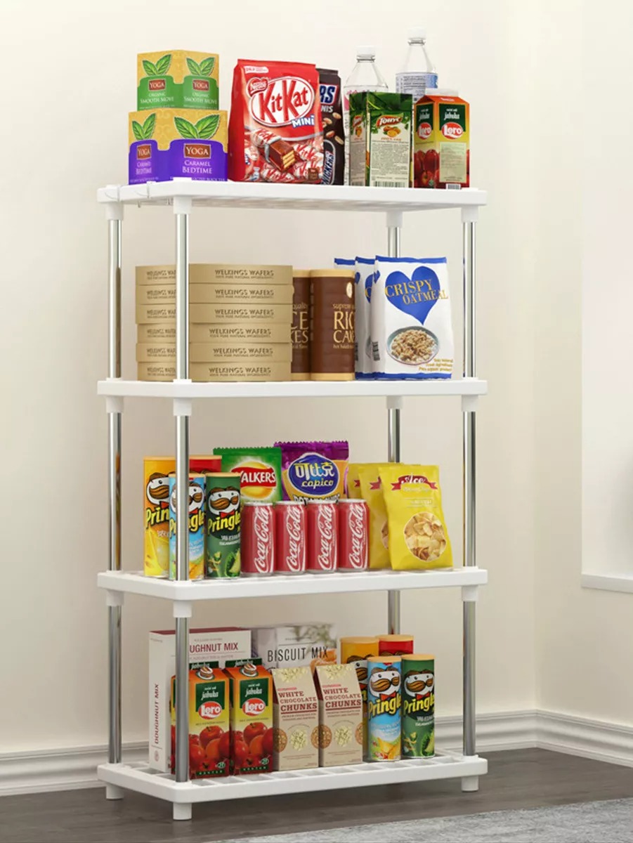 Estante Organizador De 4 Repisas Anaquel Plastico Multiusos Color Blanco