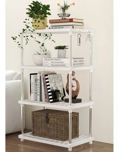 Estante Organizador De 4 Repisas Anaquel Plastico Multiusos Color Blanco