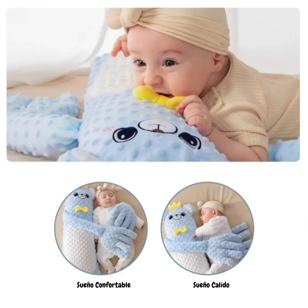 Almohada en forma de Oso con funcion de palmaditas para dormir bebés, almohada con control remoto para bebé, ayuda al sueño y relajación.