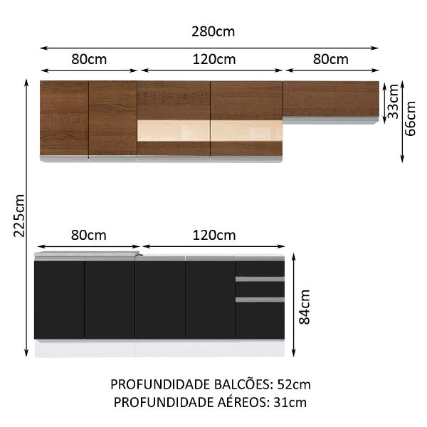 Cocina Integral Completa Modular Madesa Marcela 280cm BNM 03