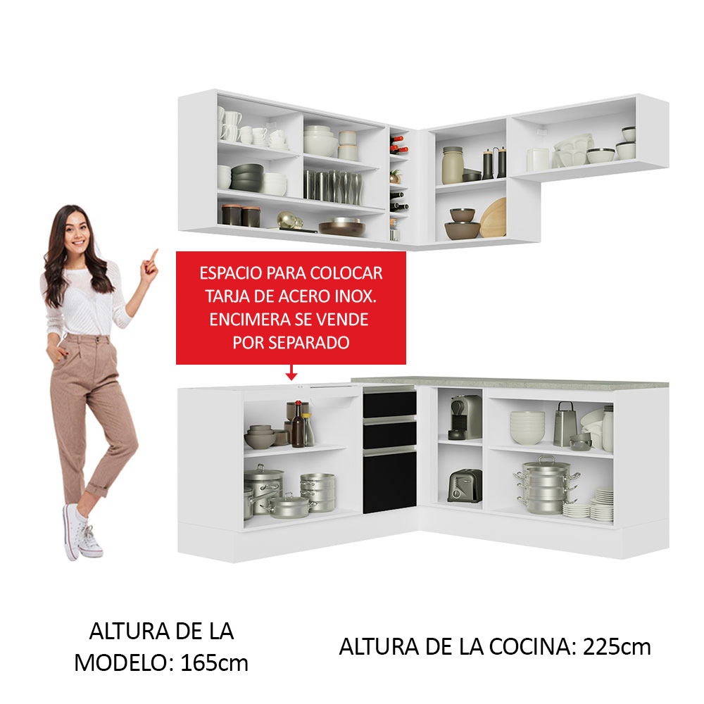 Cocina Integral Completa Modular Madesa Glamy 349cm BN 02