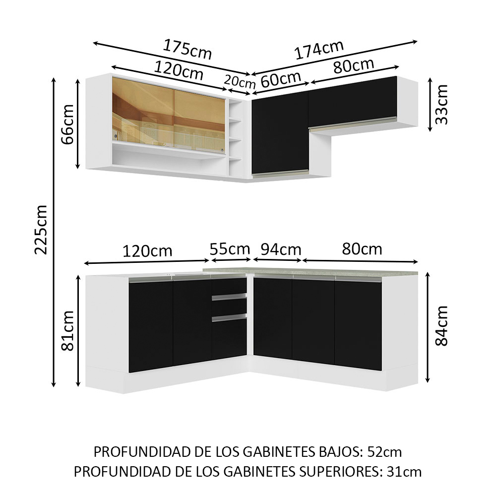 Cocina Integral Completa Modular Madesa Glamy 349cm BN 02
